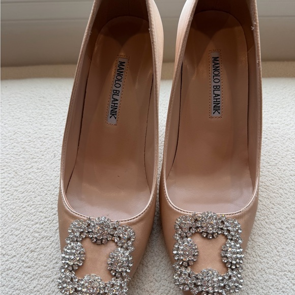 Manolo Blahnik Nude Heels with Crystal Embellishments - Picture 6 of 9